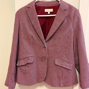 Talbots Red & Pink Houndstooth Blazer